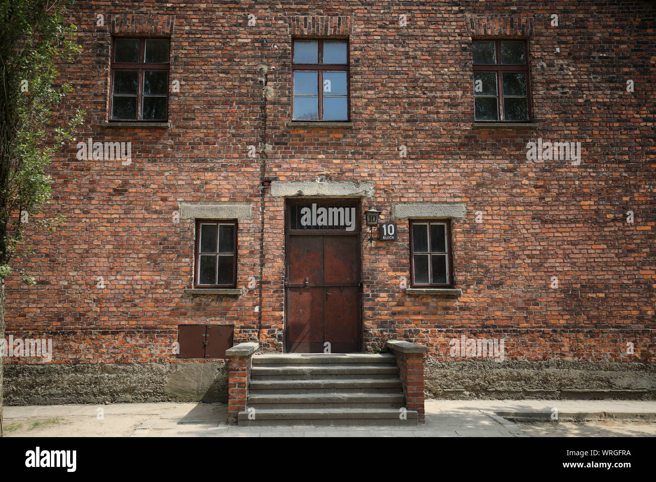 Auschwitz-Birkenau, Poland - German Nazi concentration and extermination camps. Building of the 10th KL Auschwitz block, medical experiments Stock Photo