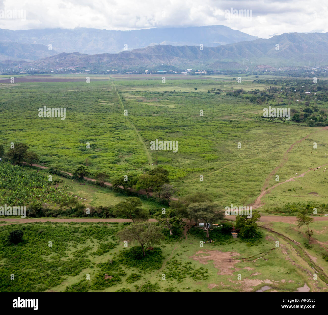 Overhead view of tropical landscape near Arba Minch, Ethiopia. Stock Photo