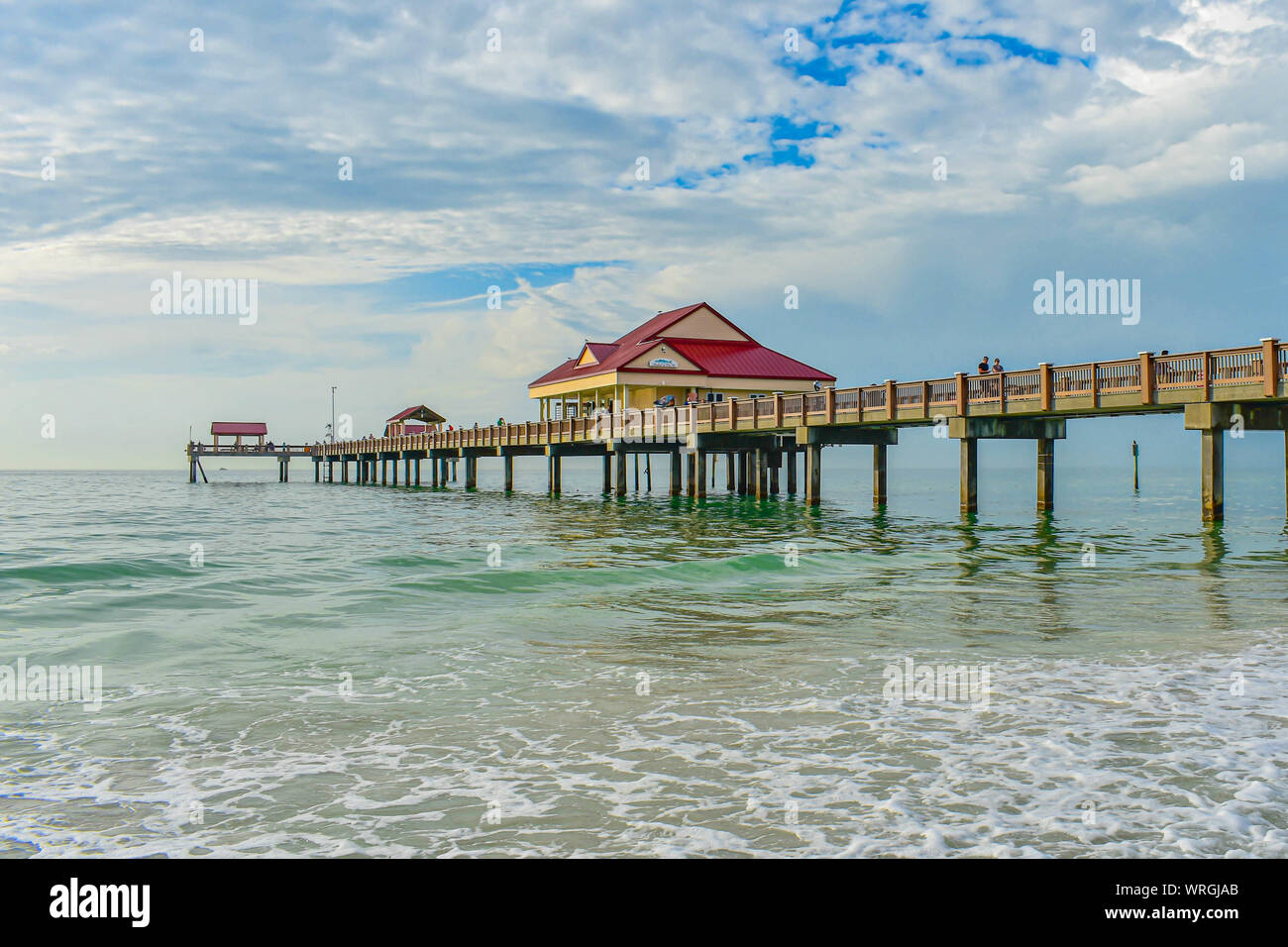 Clearwater Beach, Florida. Partial view of Pier 60 on cloudy sky ...