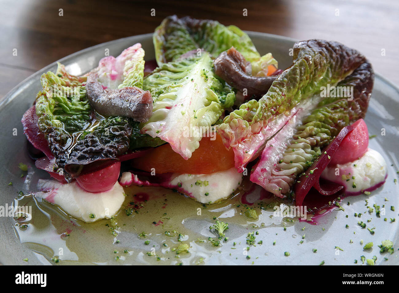 Food Garnish With Lettuce Stock Photo