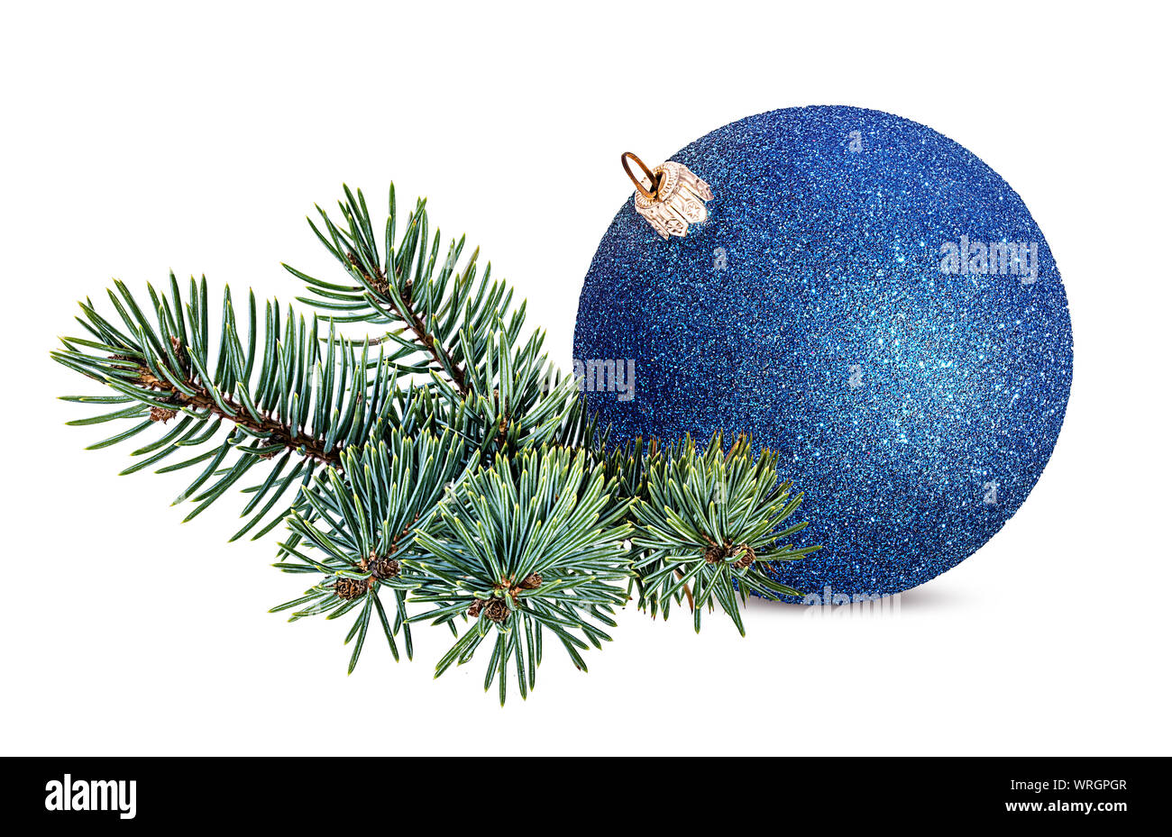 christmas ball and christmas tree isolated on white Stock Photo - Alamy