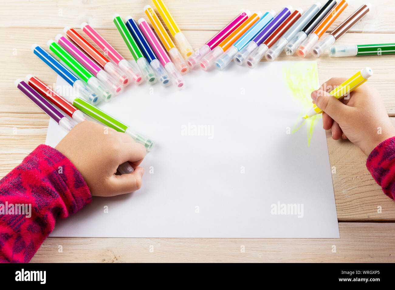 A Child Draws A Birthday Card Drawing Made By A Child With