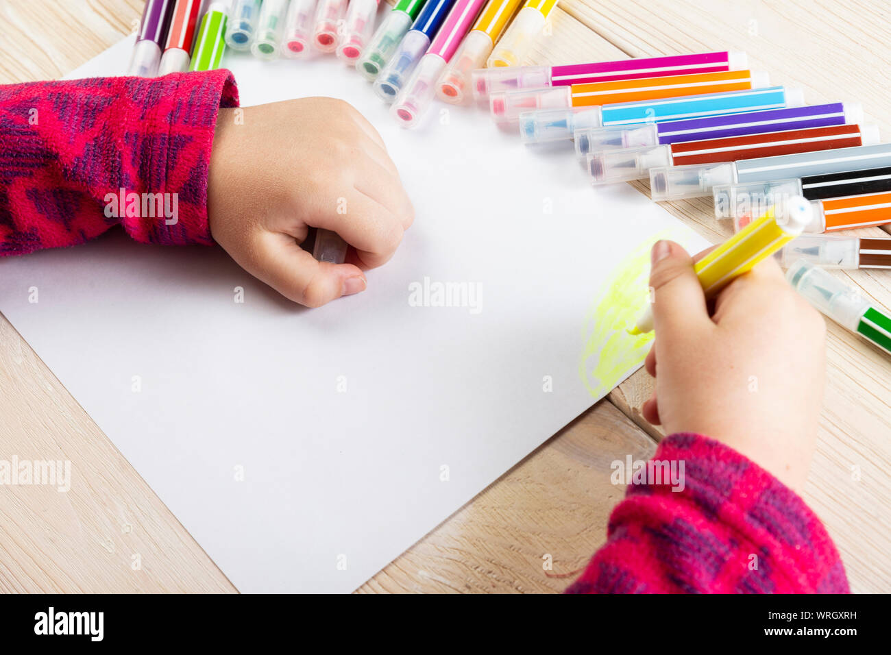 A Child Draws A Birthday Card Drawing Made By A Child With