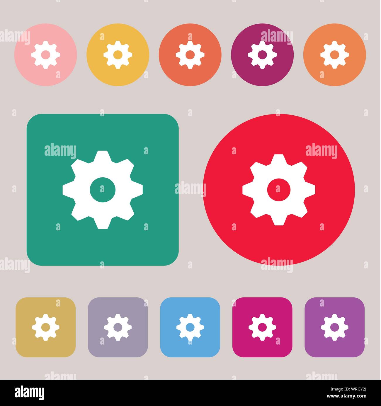 Cog settings sign icon. Cogwheel gear mechanism symbol. 12 colored ...