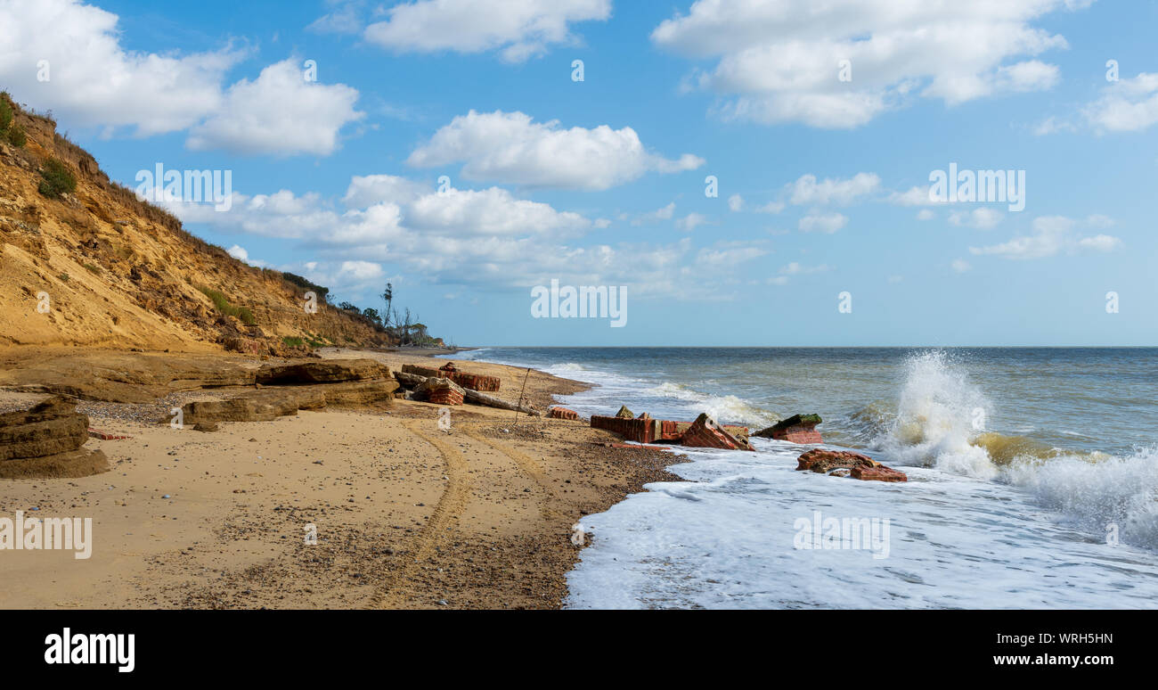 Suffolk Cliffs Some buildings have collapsed into the sea due to erosion of the cliffs ...