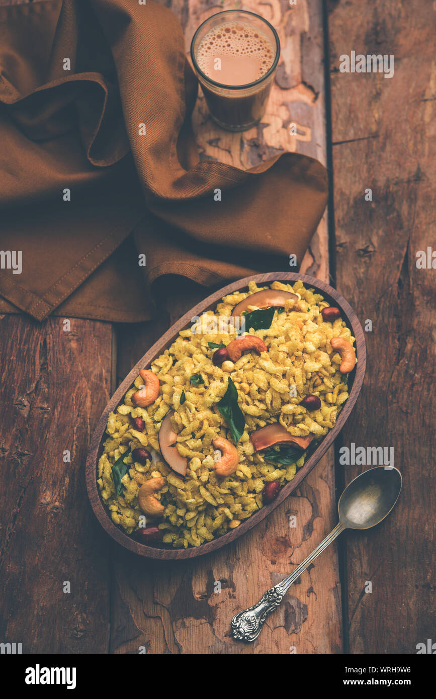 Chevda Tea Jada Poha Namkeen Chivda / Thick Pohe Chiwda is a jar snack with a mix ...