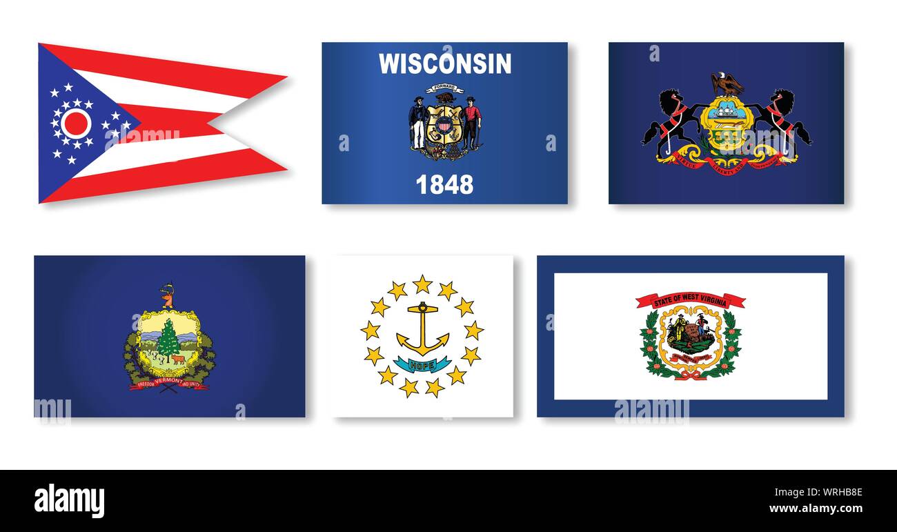 United States State Flag Collection Stock Vector