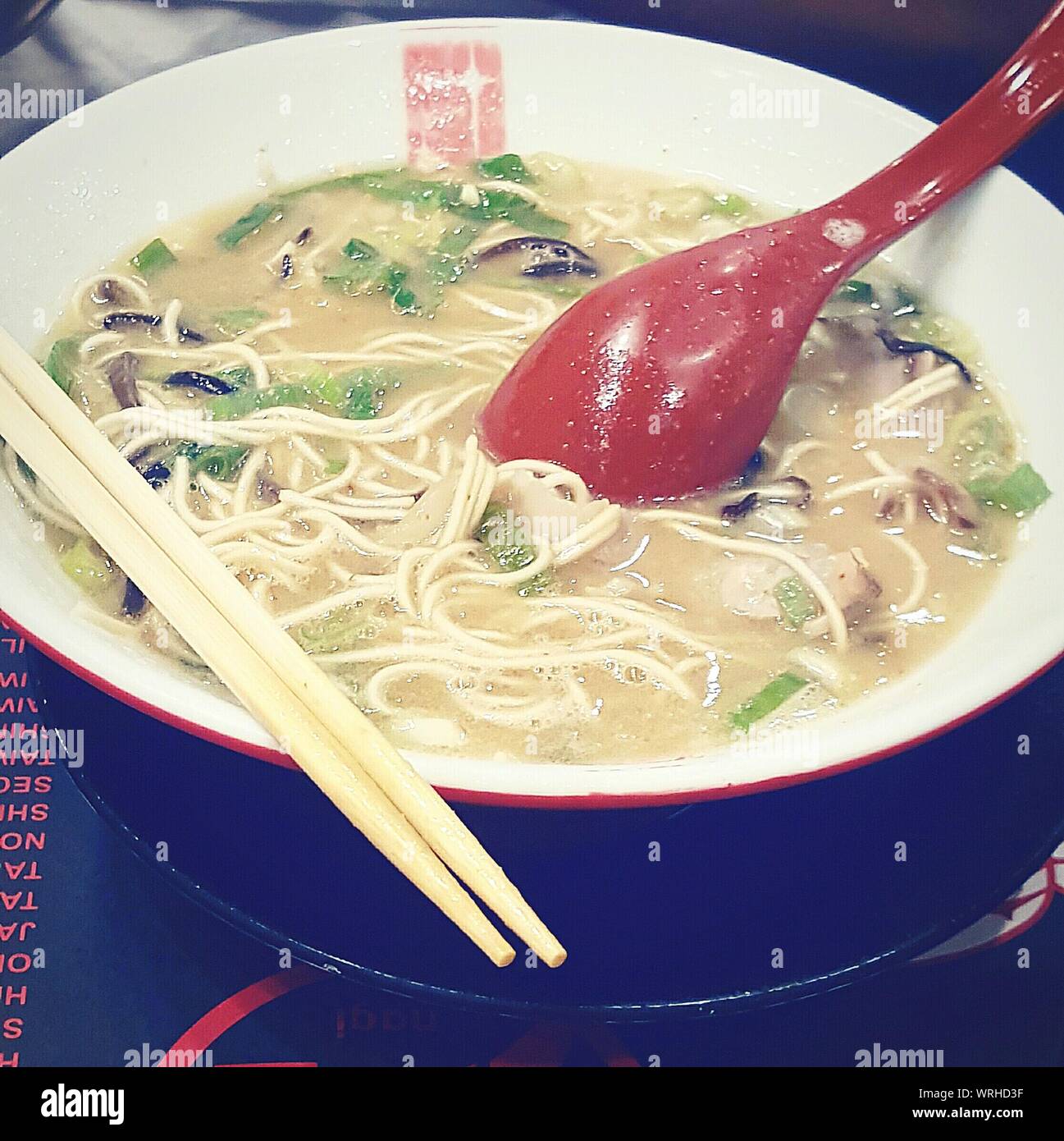 Bowl Of Miso Soup With Noodles Stock Photo