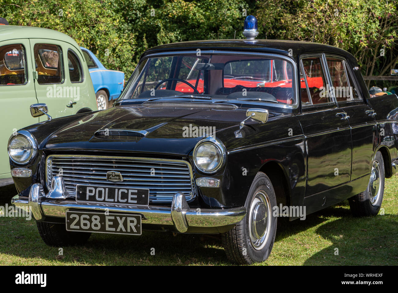 Old police car at classic car show, Hinton Arms, Cheriton, Hampshire, UK Stock Photo