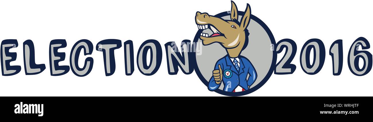 Election 2016 Democrat Donkey Mascot Cartoon Stock Vector