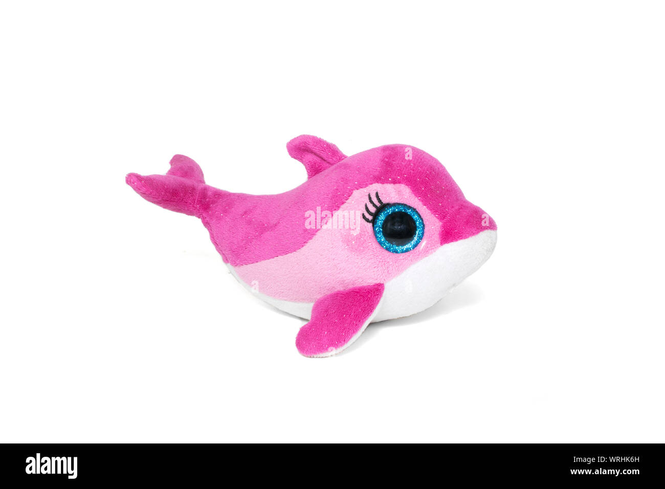 Pink dolphin toy isolated on white background. Stock Photo