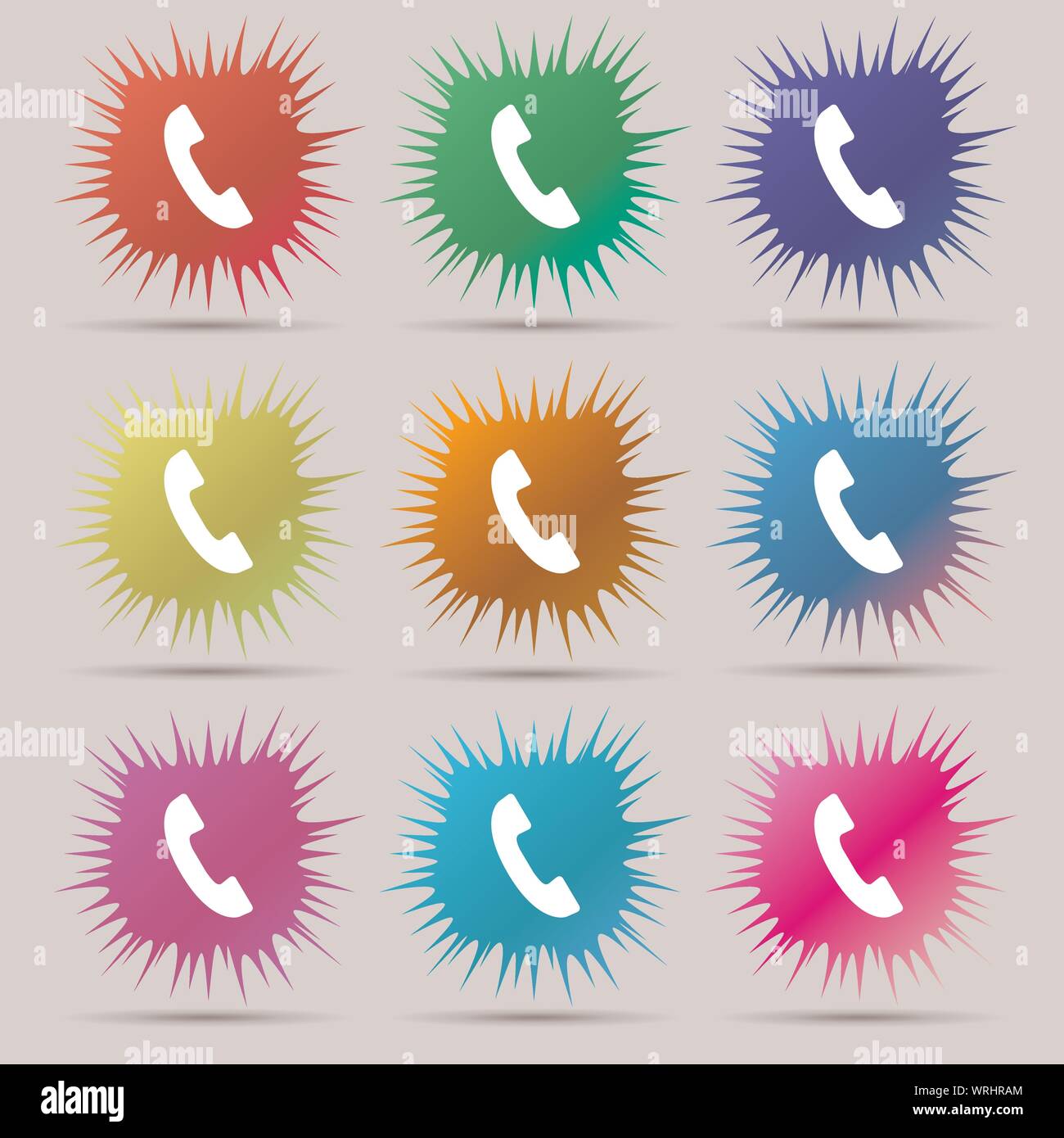 Phone sign icon. Support symbol. Call center. Nine original needle ...