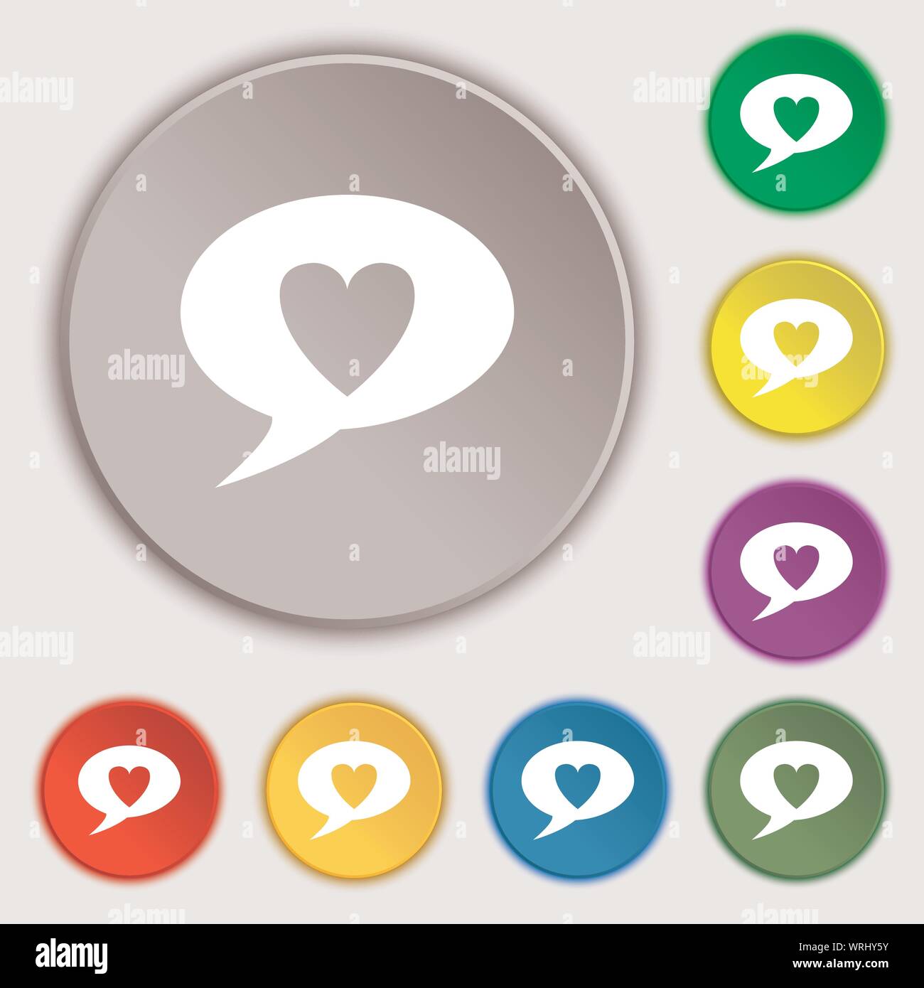 Heart sign icon. Love symbol. Symbols on eight flat buttons. Vector ...