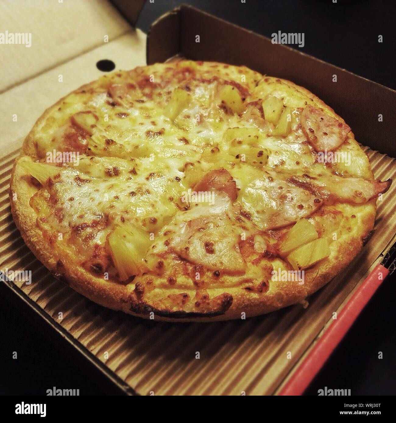 Pizza In Cardboard Box Stock Photo Alamy