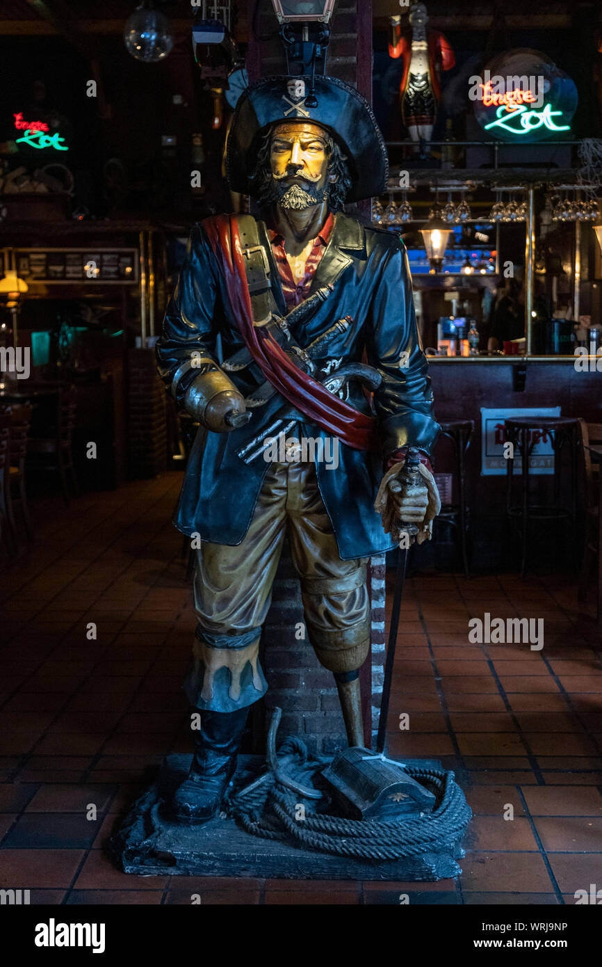 Figure of a pirate in the Dutch Maritime Pub, Rotterdam, South Holland, Holland, Netherlands, Europe Stock Photo