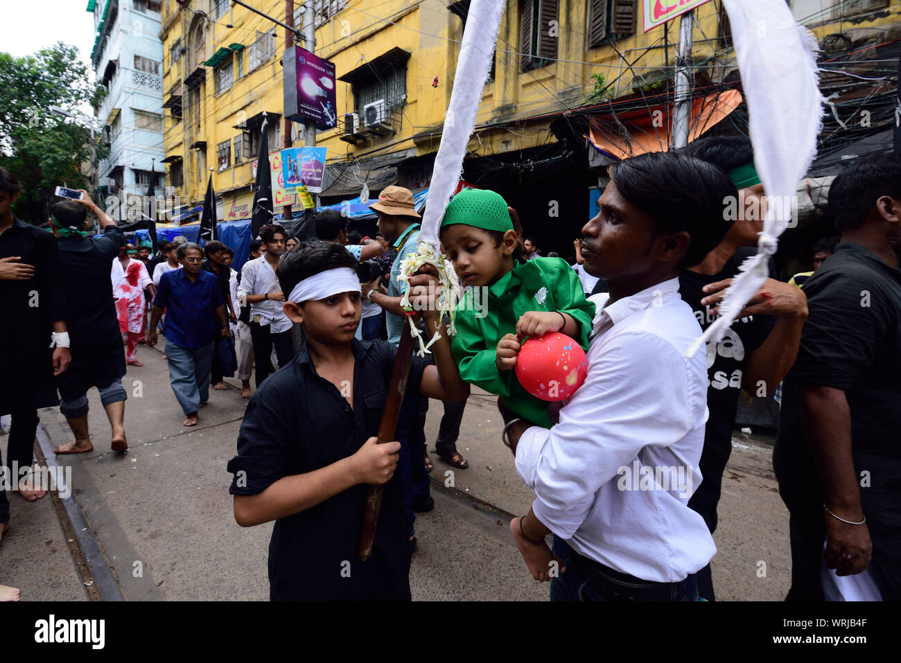 Kolkata, West Bengal, India. 10th Sep, 2019. Indian Muslims during Muharram procession in Kolkata on 10/09/2019 Credit: Sumit Sanyal/ZUMA Wire/Alamy Live News Stock Photo