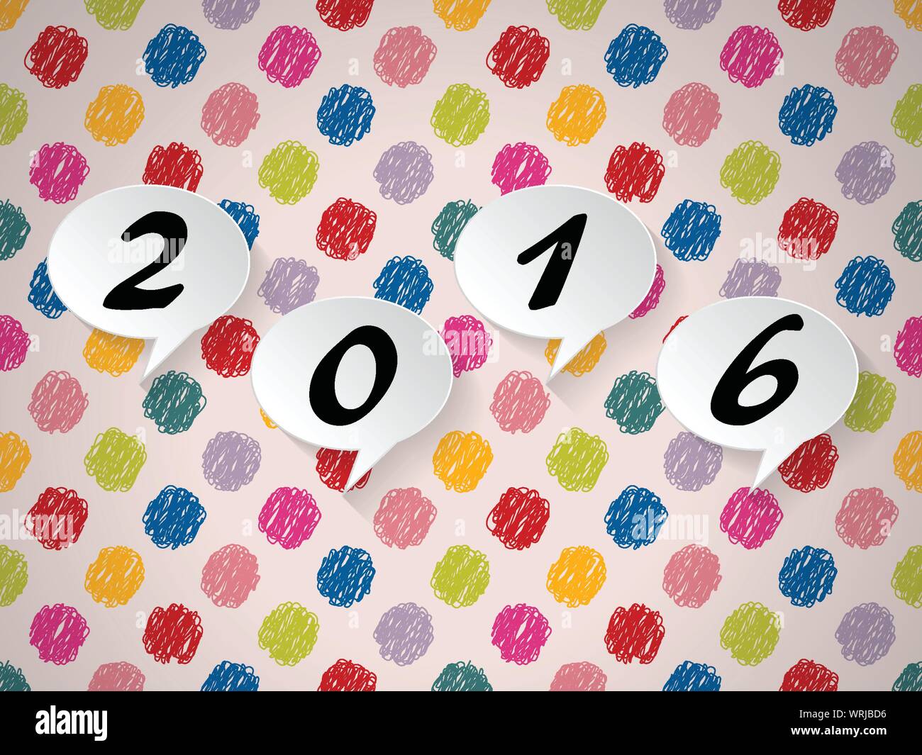 Colorful background with speech bubbles and 2016 text Stock Vector
