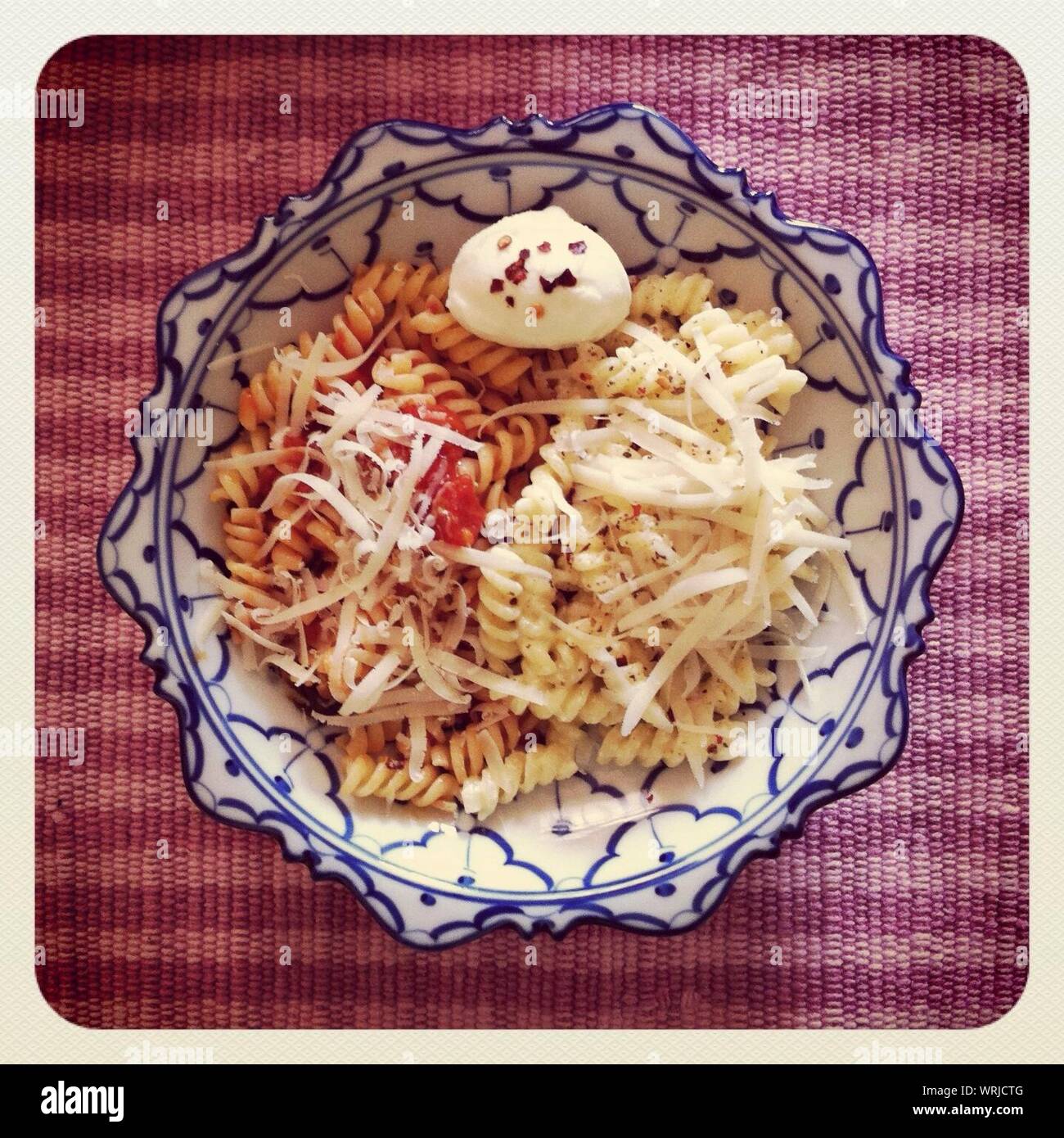 Pasta With Grated Cheese Stock Photo