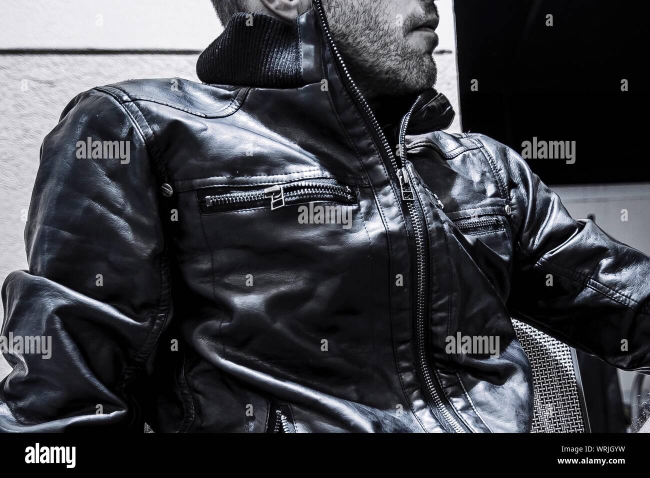 Black leather jacket hi-res stock photography and images - Alamy