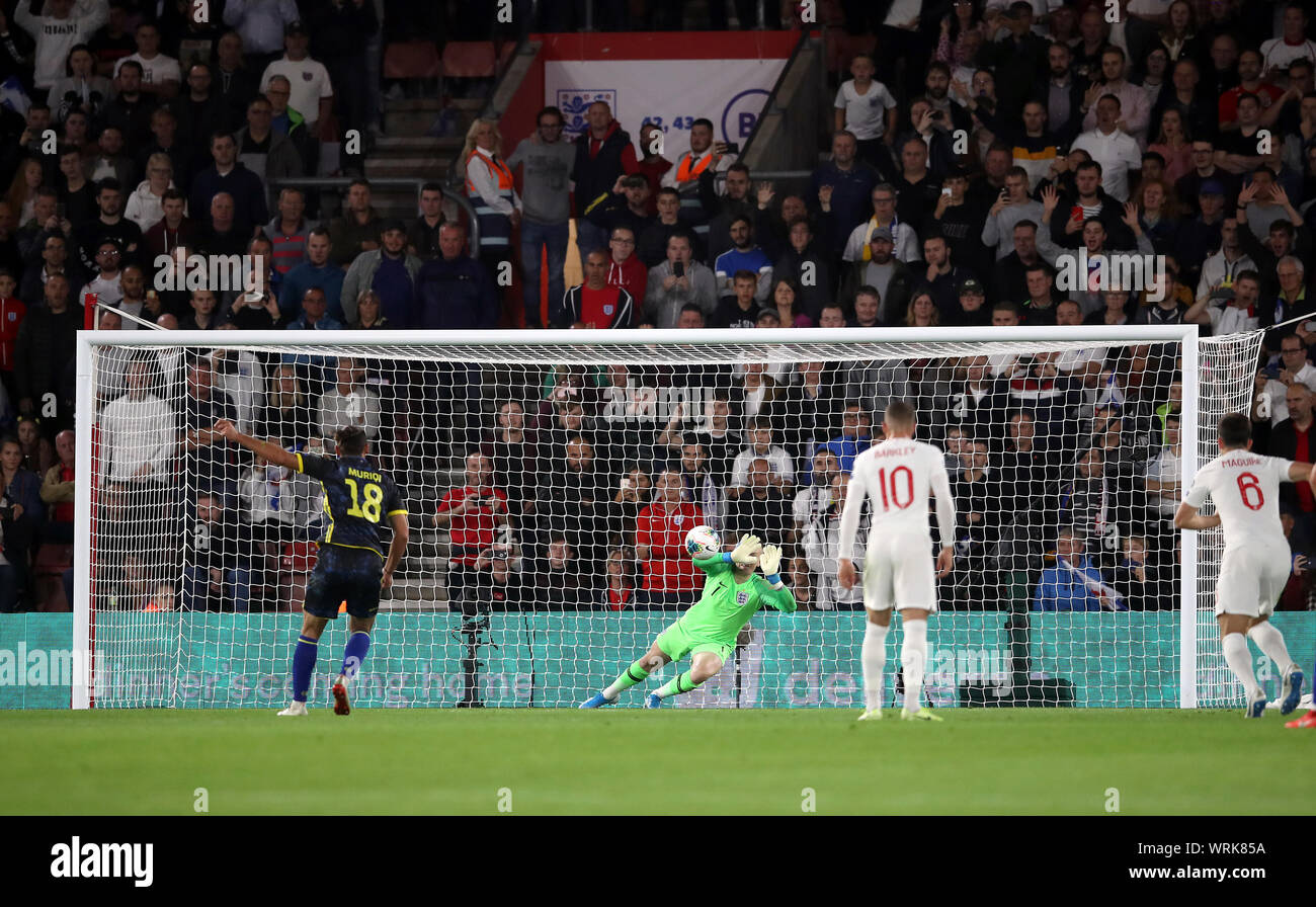 Kosovo's Vedat Muriqi (left) scores his side's third goal of the game
