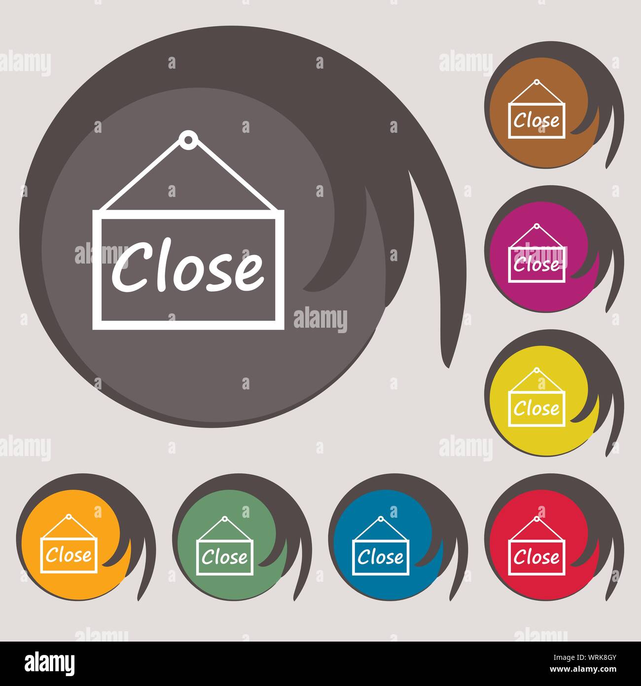 close icon sign. Symbols on eight colored buttons. Vector Stock Vector ...