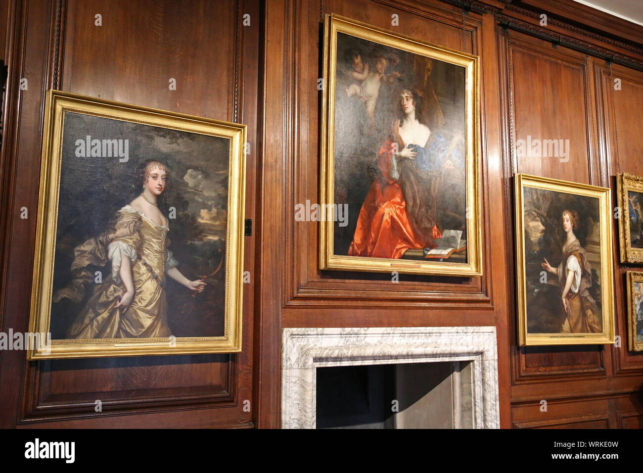 'Windsor Beauties' by Sir Peter Lely, Communication Gallery, Hampton Court Palace, East Molesey, Surrey, England, Great Britain, UK, Europe Stock Photo