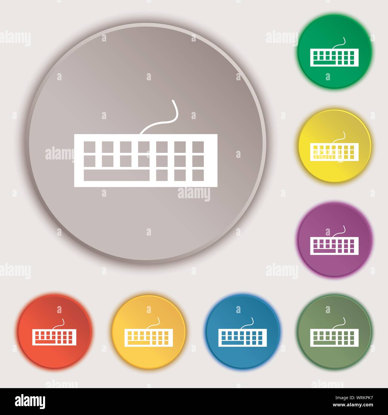 Computer keyboard Icon. Symbols on eight flat buttons. Vector Stock ...