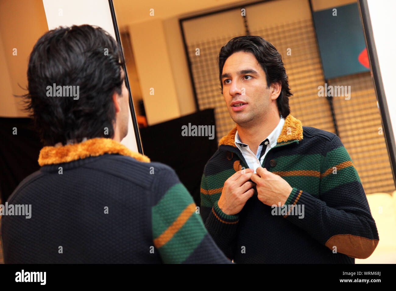 ISTANBUL, TURKEY - OCTOBER 8: Famous Turkish football player and Turkish National Team captain Arda Turan on October 8, 2012 in Istanbul, Turkey. Arda Turan also played for Galatasaray, Atletico Madrid and Barcelona. Stock Photo