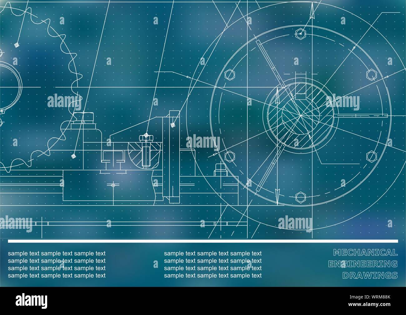 Vector drawing. Mechanical drawings on a blue background. Engineering ...
