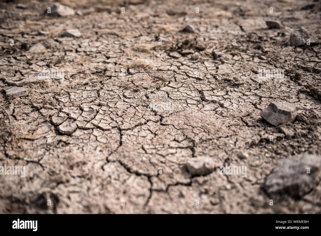 Cracked Dry Land of Dried lake Stock Photo