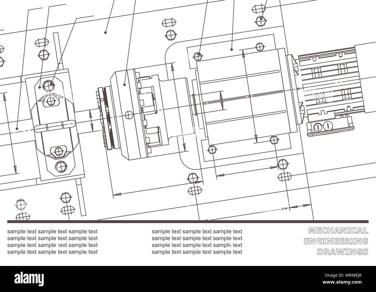 Mechanical engineering drawings. Cover, Label, Background for