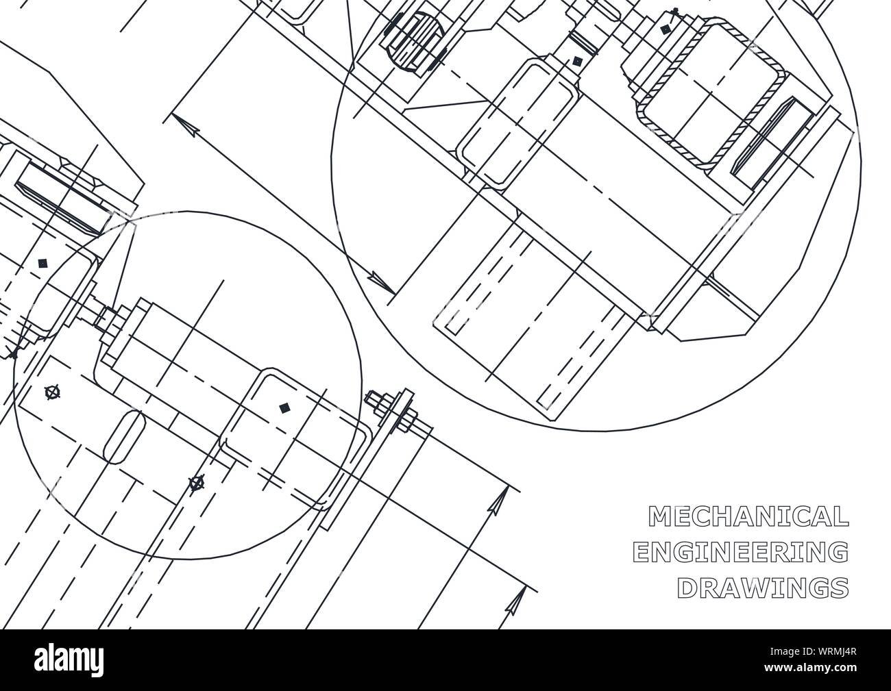 Mechanical Engineering drawing. Blueprints. Mechanics. Cover