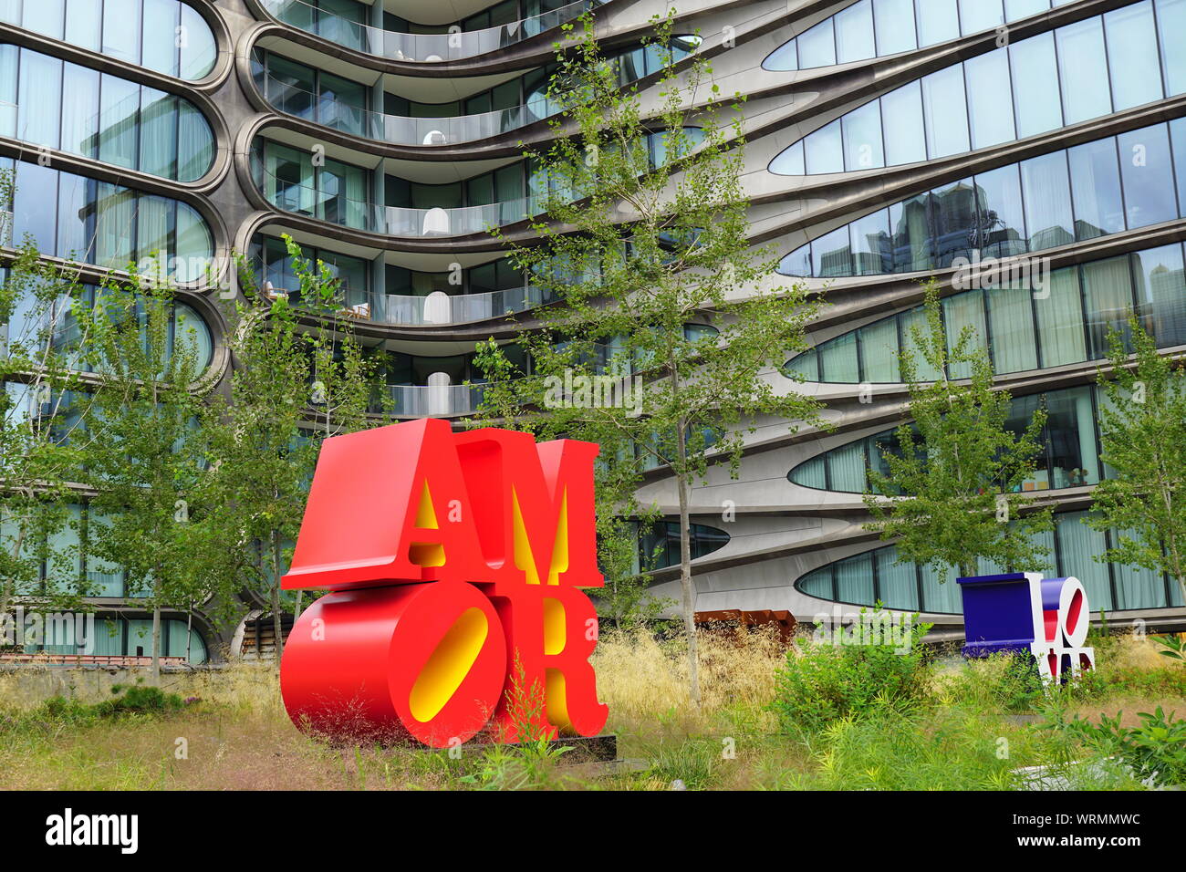 Artwork, love sculpture, at the Highline in New York City Stock Photo