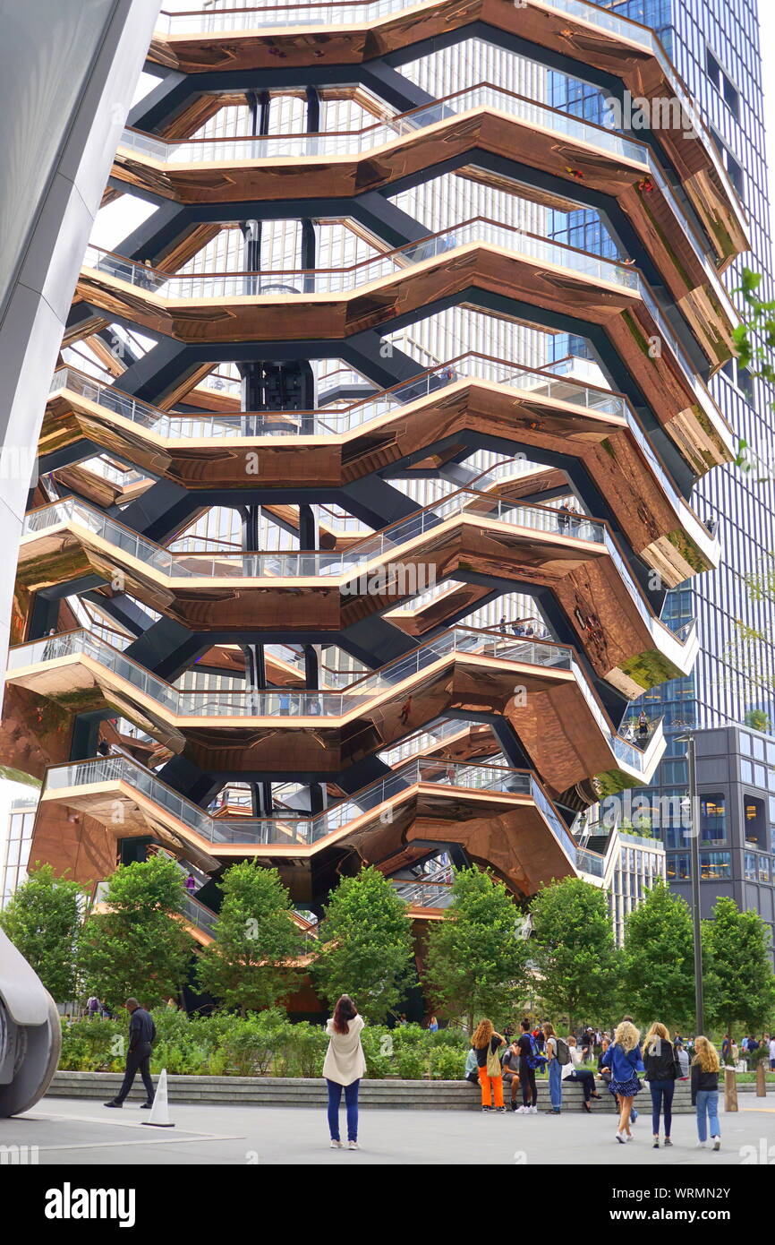 Vessel structure, a spiral staircase at the Hudson Yards in New York City Stock Photo