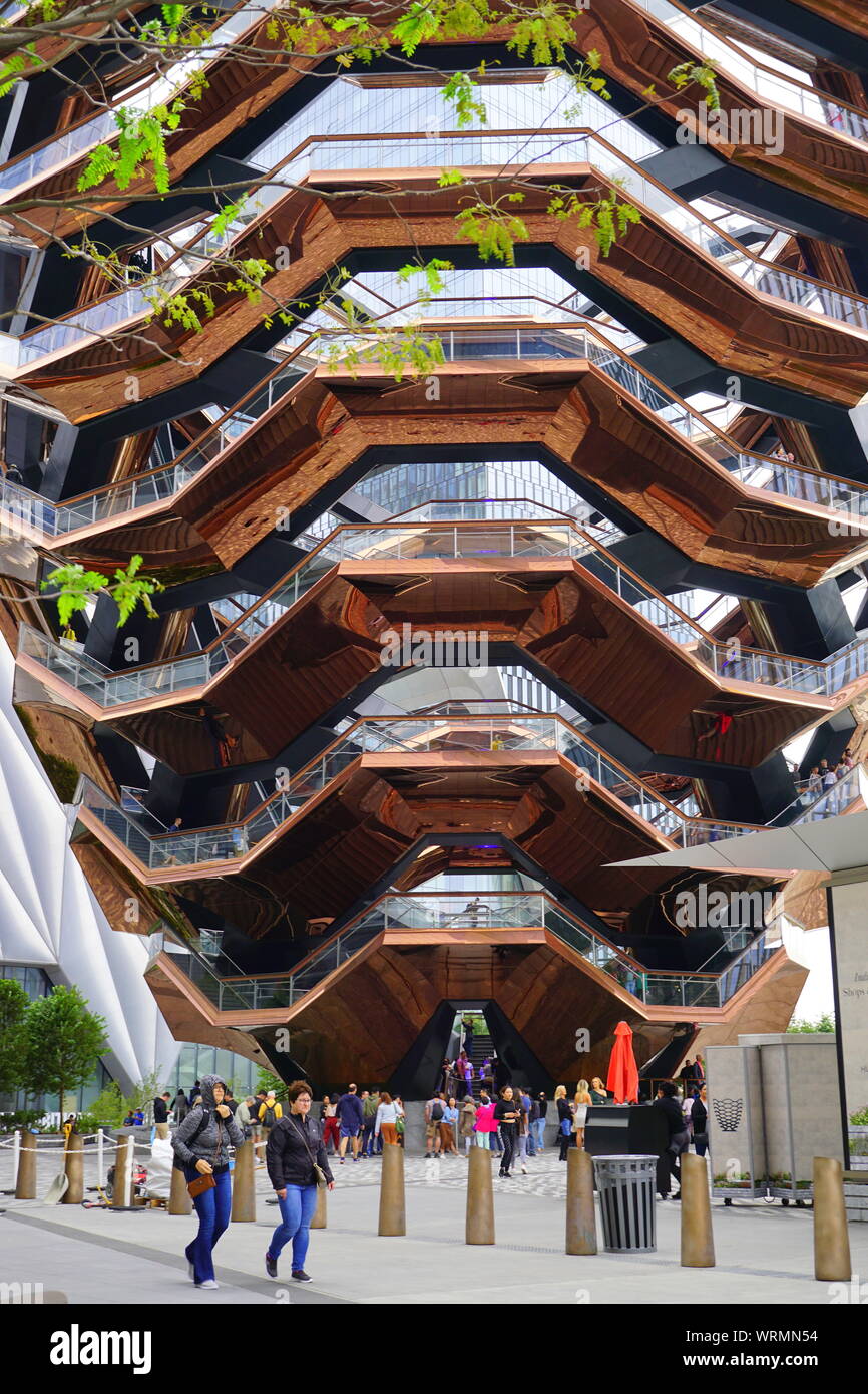 Vessel structure, a spiral staircase at the Hudson Yards in New York City Stock Photo