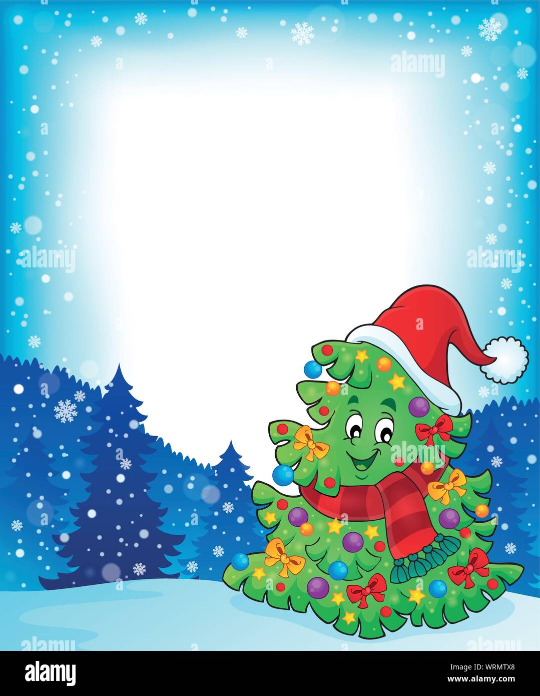 Frame with Christmas tree topic 5 Stock Vector Image & Art - Alamy