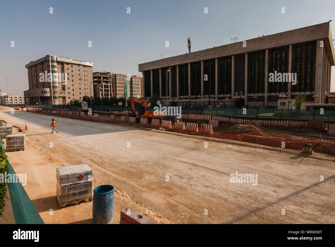Riyadh Metro project construction area in the Al Murabba neighborhood near the State Office of Education Stock Photo