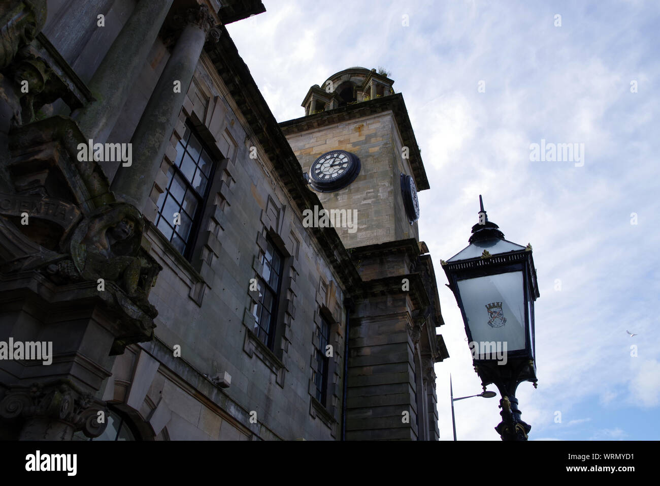Clydebank Town Hall clock and Council Street lamp Stock Photo