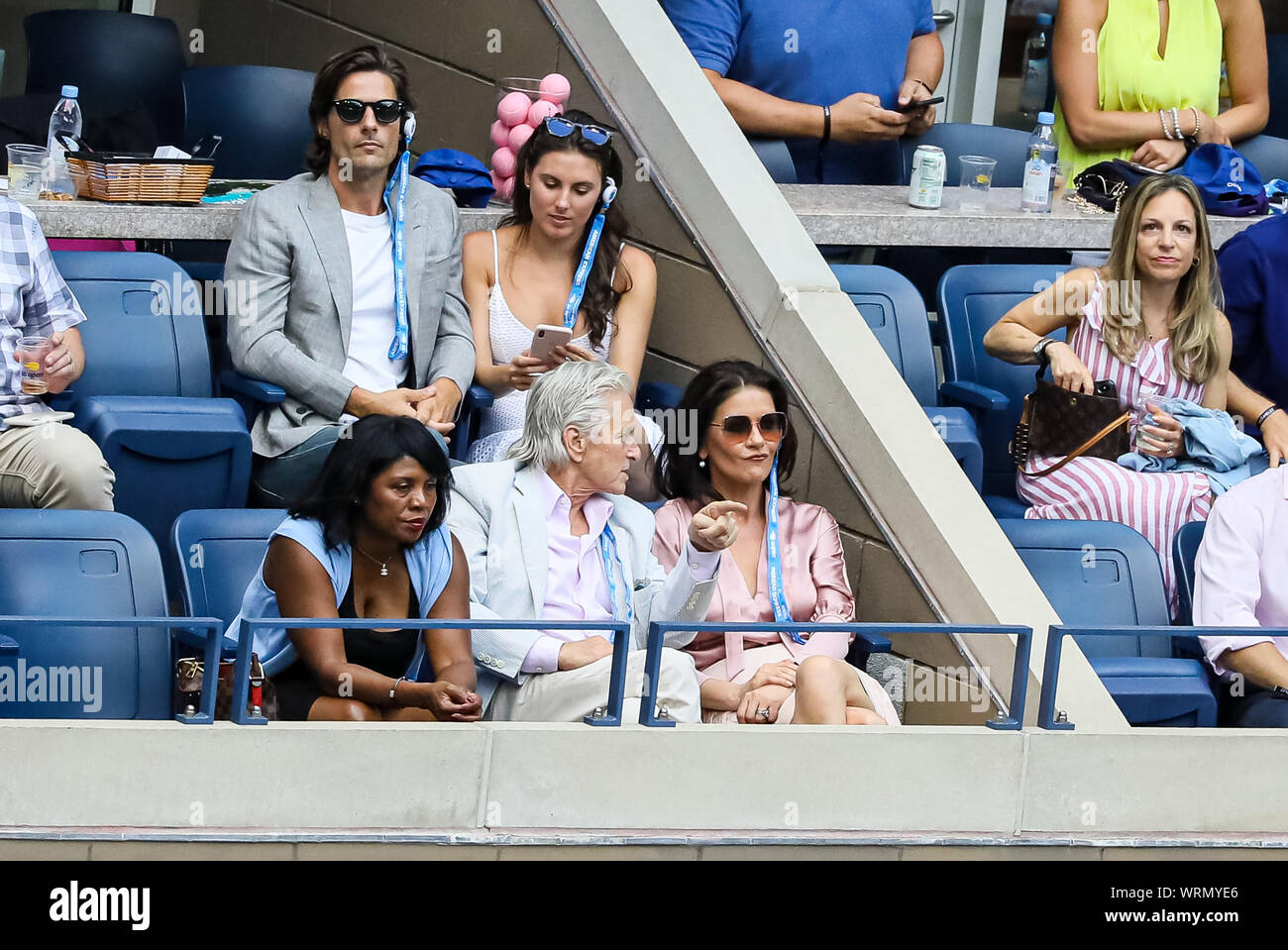 USA. 08th Sep, 2019. Tiler Peck, Tommy Dunn, Michael Douglas, Catherine  Zeta-Jones, attend US Open Championships mens final between Rafael Nadal  (Spain) & Daniil Medvedev (Russia) at Billie Jean King National Tennis