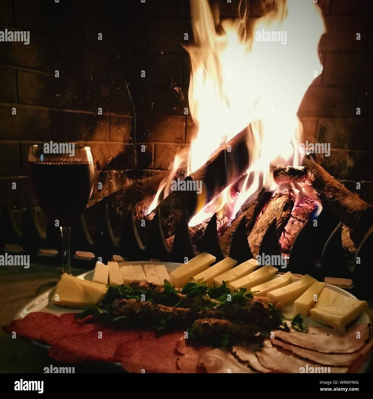 Fire Burning In Fire Pit Stock Photo Alamy