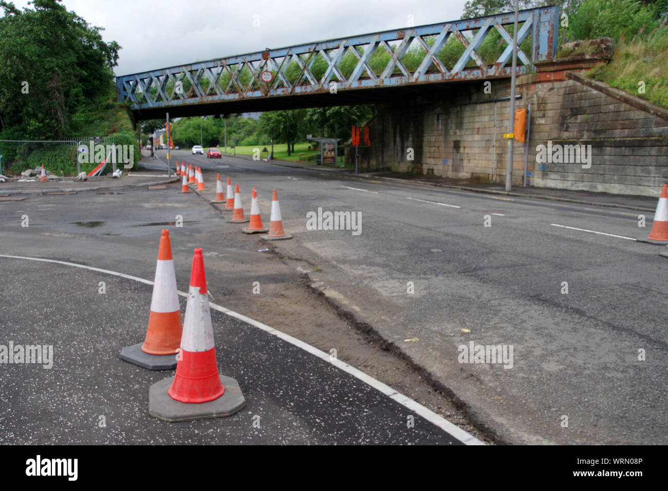 Disused steel bridge crossing Dumbarton Road in Clydebank. Built by Glasgow Company Sir William