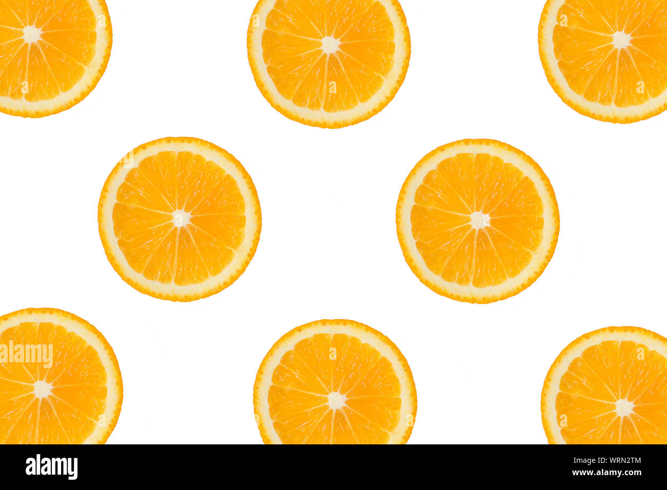 Colorful fruit pattern of fresh orange or lemon slices on white ...