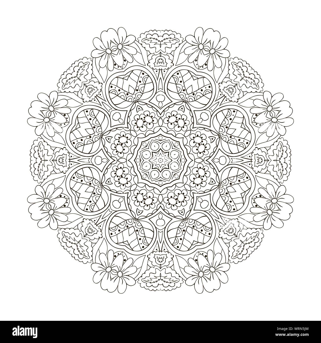 Oriental pattern. Traditional round ornament coloring. Mandala. Turkey ...