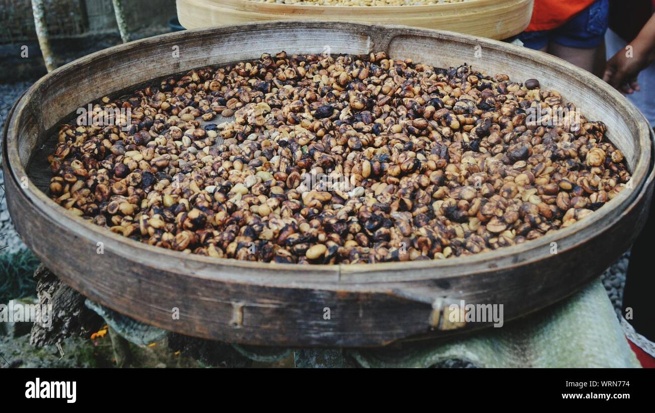 Roasted Coffee Beans In Container Stock Photo Alamy