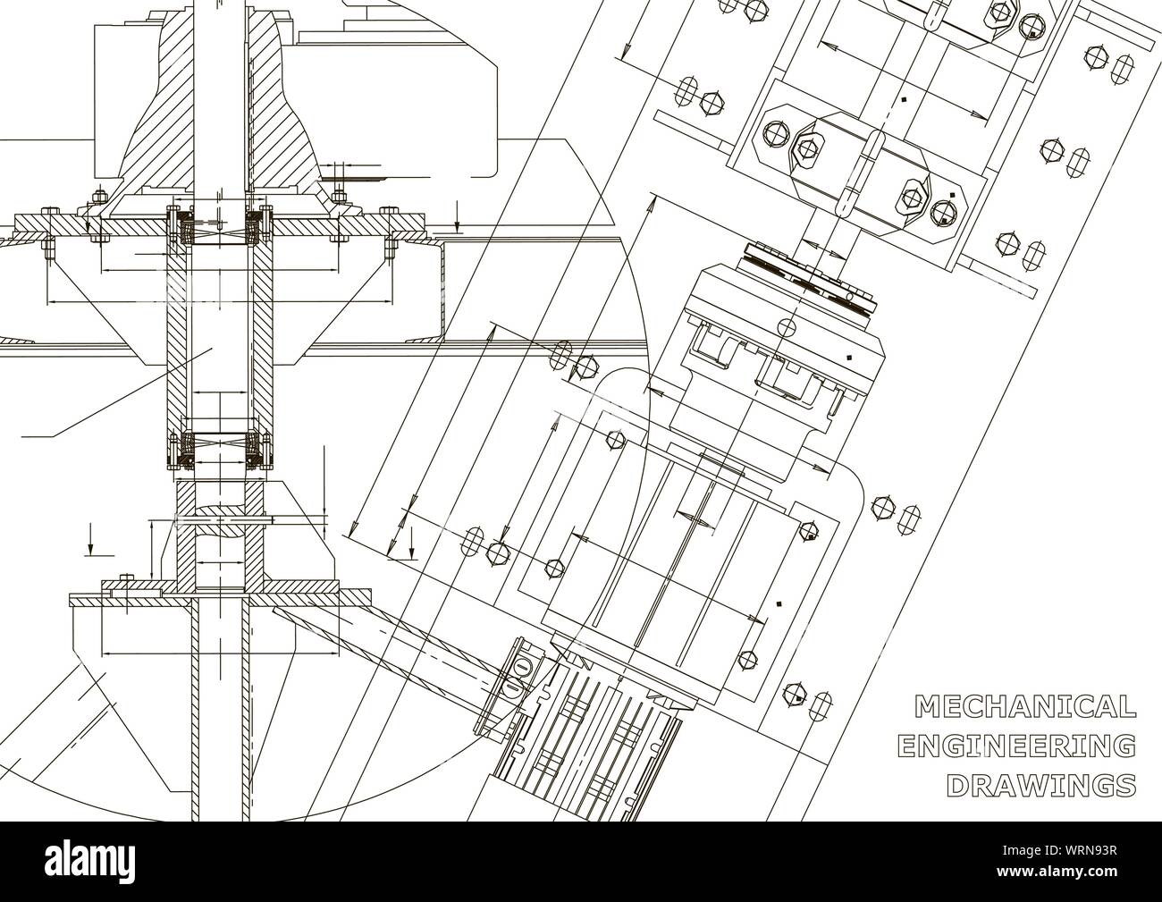 Mechanical engineering drawings. Technical Design. Blueprints. White