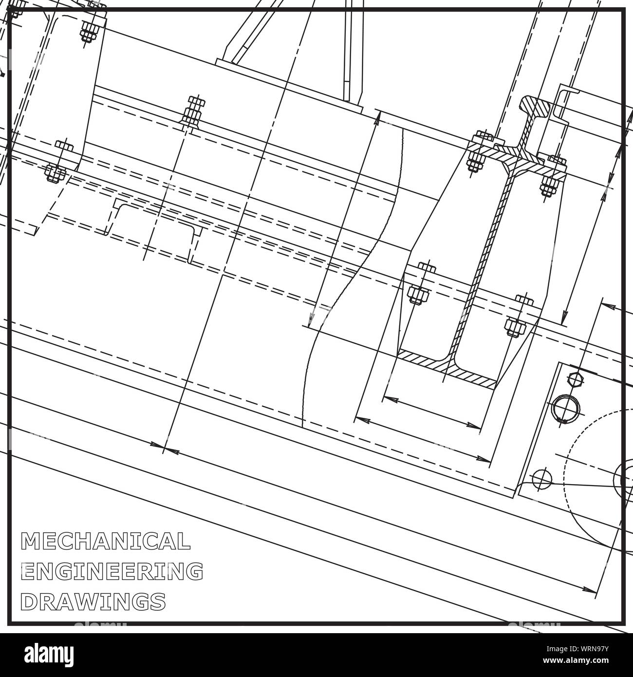 Mechanical engineering drawings. Engineering. Vector white background ...
