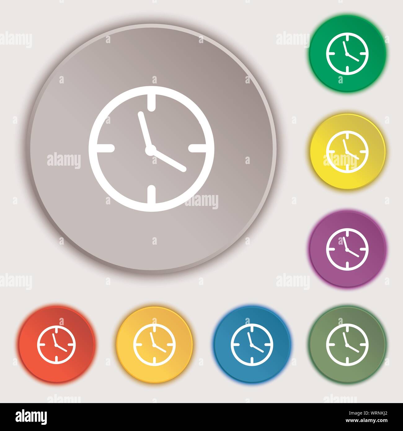 Clock time sign icon. Mechanical watch symbol. Symbols on eight flat ...