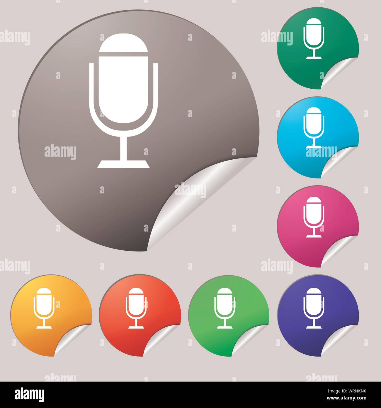 Microphone icon. Speaker symbol. Live music sign. Set of eight multi ...