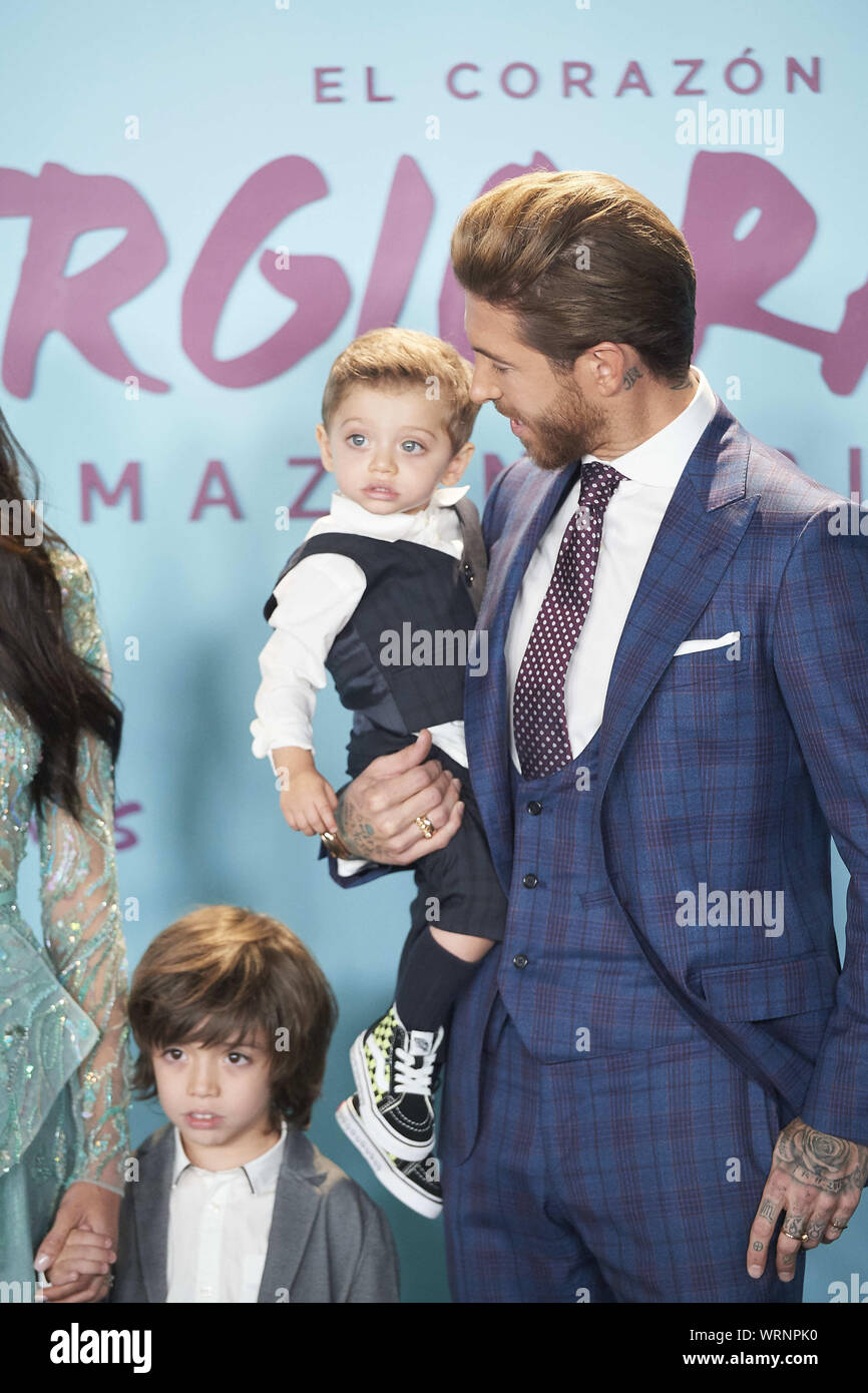 September 10, 2019, Madrid, Madrid, Spain: Pilar Rubio, Sergio Ramos,  Alejandro Ramos Rubio, Marco Ramos Rubio, Sergio Ramos Rubio attends â€˜The  Heart of Sergio Ramosâ€™ Documentary Premiere at Reina Sofia Museum on