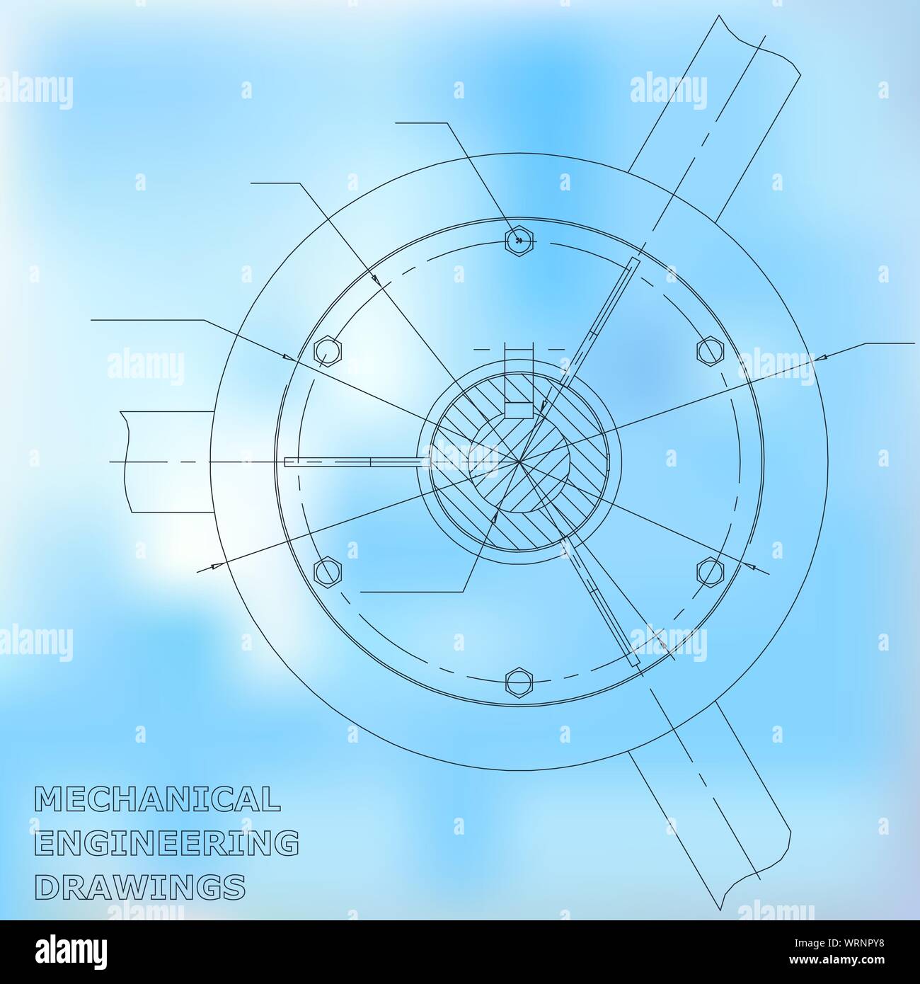 Mechanical engineering drawings. Engineering. Blue and white Stock ...